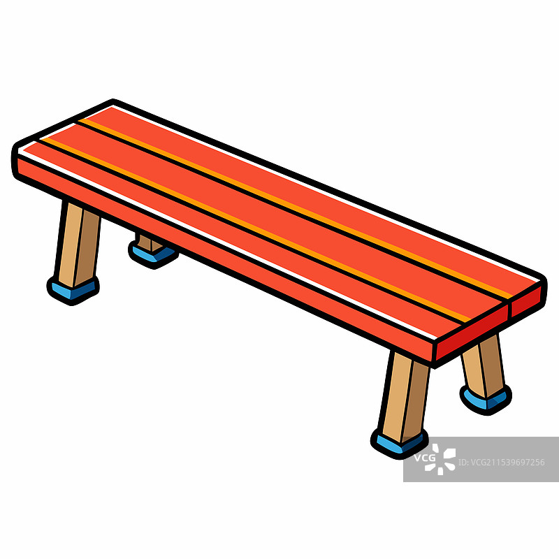 平面风格的长椅，背景为白色孤立图像图片素材