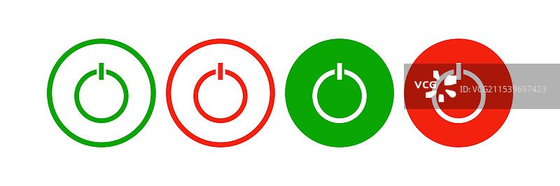 电源按钮图标集，开始和停止按钮图标图片素材