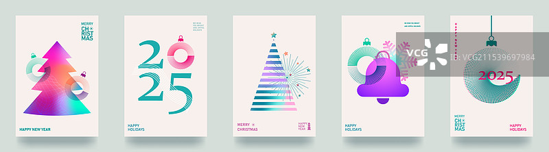 一套色彩丰富的卡片、传单和海报，用于新品推广图片素材