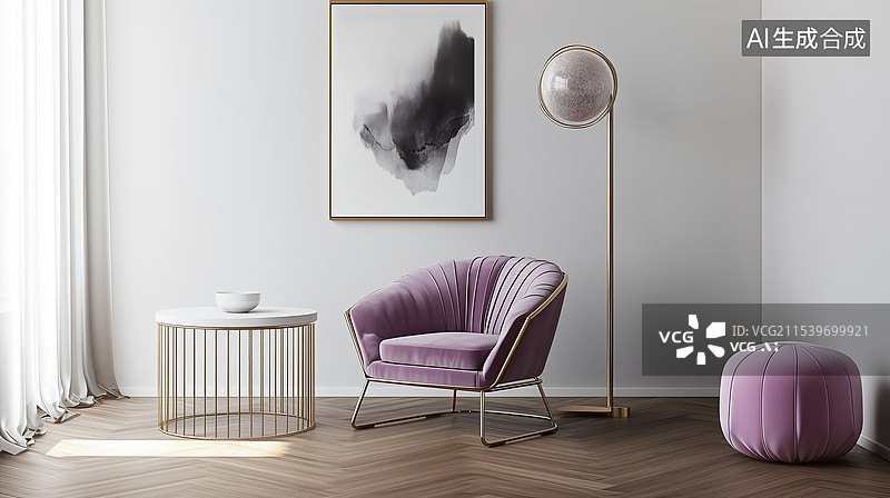 【AI数字艺术】现代风格客厅场景图片素材