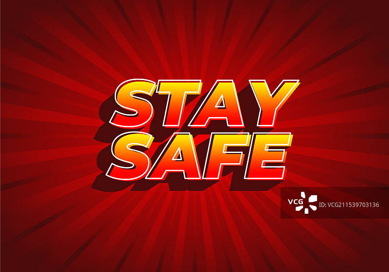 立体效果的“保持安全”文字，吸引眼球图片素材