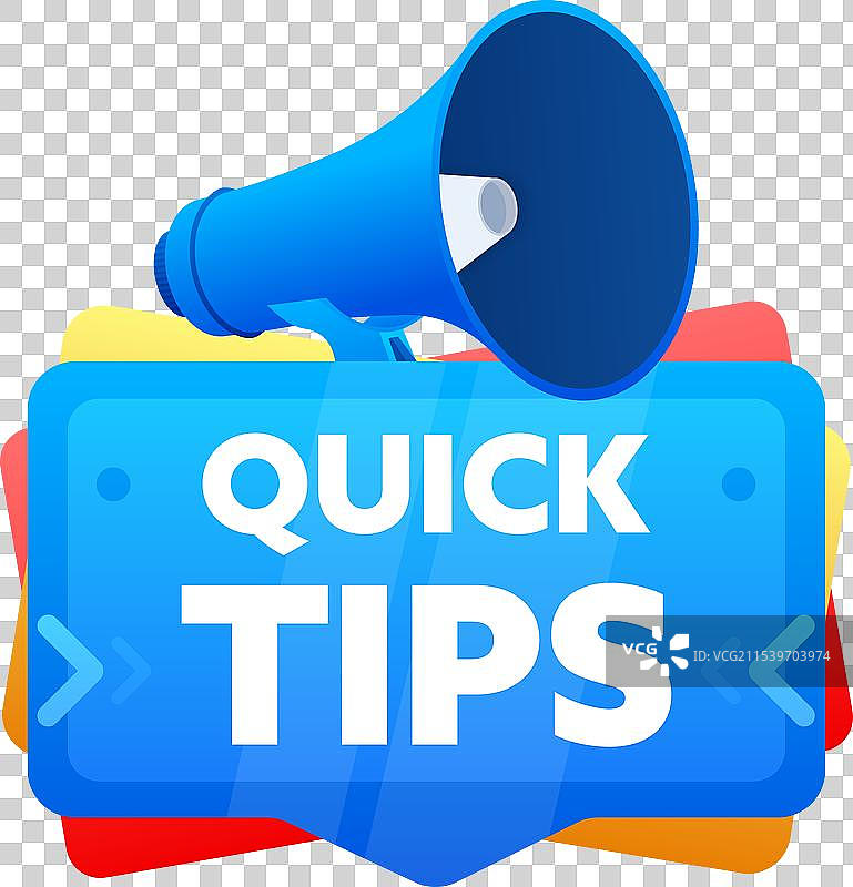 带有扩音器横幅标签的快速提示徽章图片素材