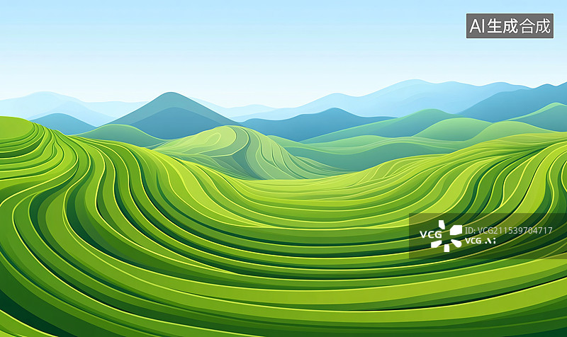 【AI数字艺术】田野田园风光梯田农业农村乡村振兴风景插画图片素材