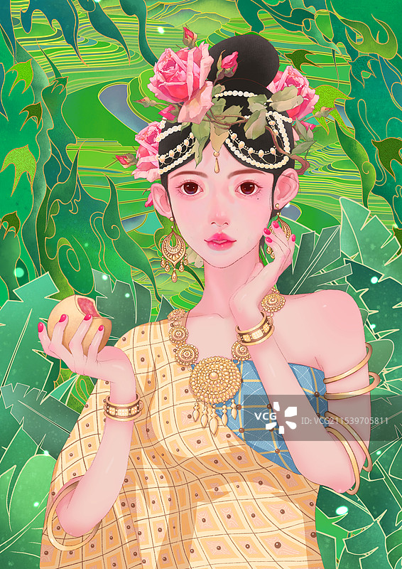 傣族少女图片素材