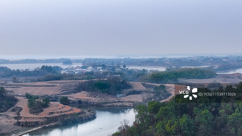 湖北黄冈蕲春新农村山水风景图图片素材