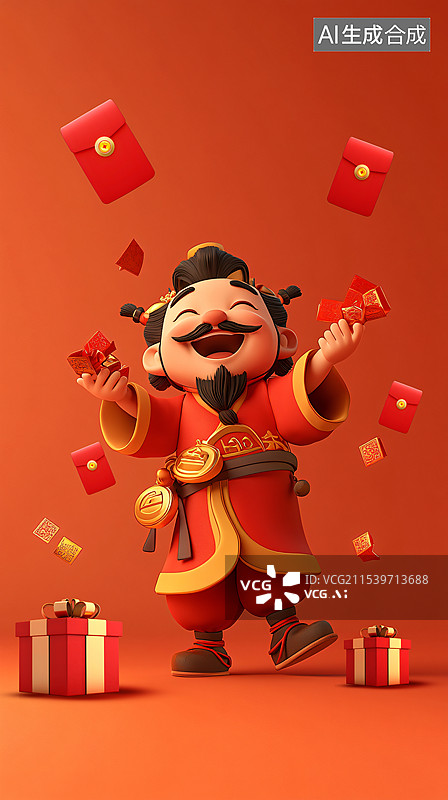 【AI数字艺术】财神，财神爷，初五迎财神，红包，恭喜发财图片素材