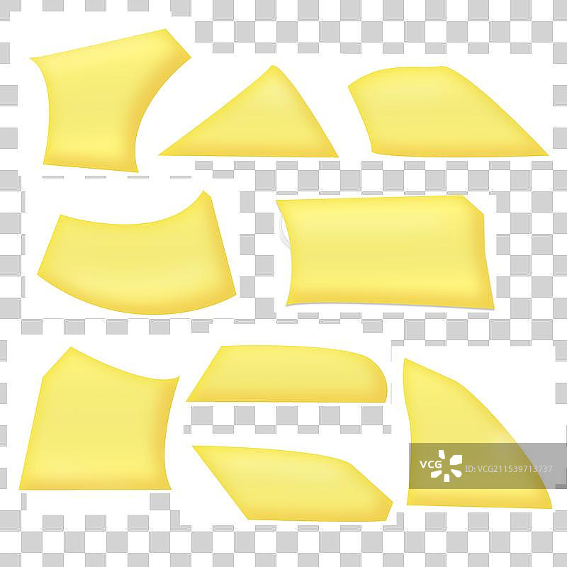 黄色不对称形状元素剪贴画 3D 图标图片素材