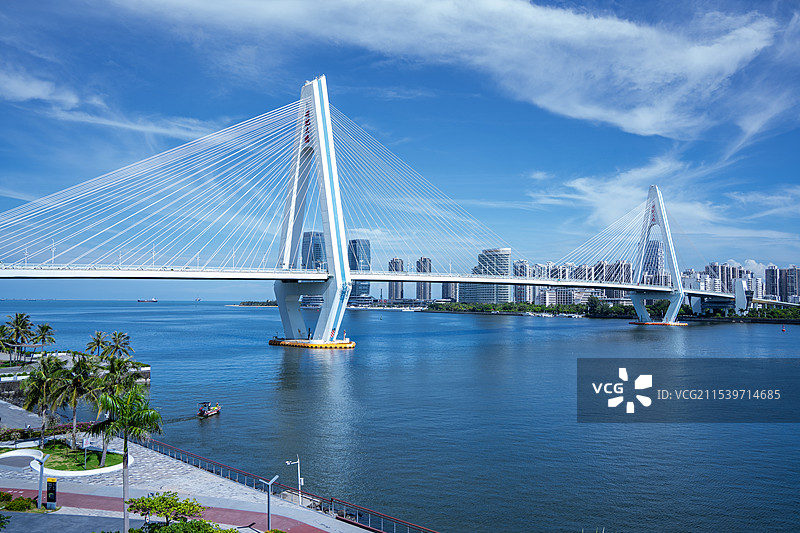 海口世纪大桥的早晨图片素材