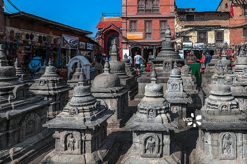 尼泊尔加德满都猴庙之塔林图片素材