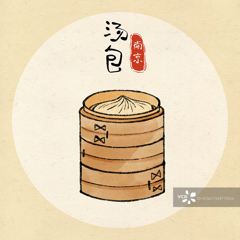 国风南京美食插画-汤包图片素材