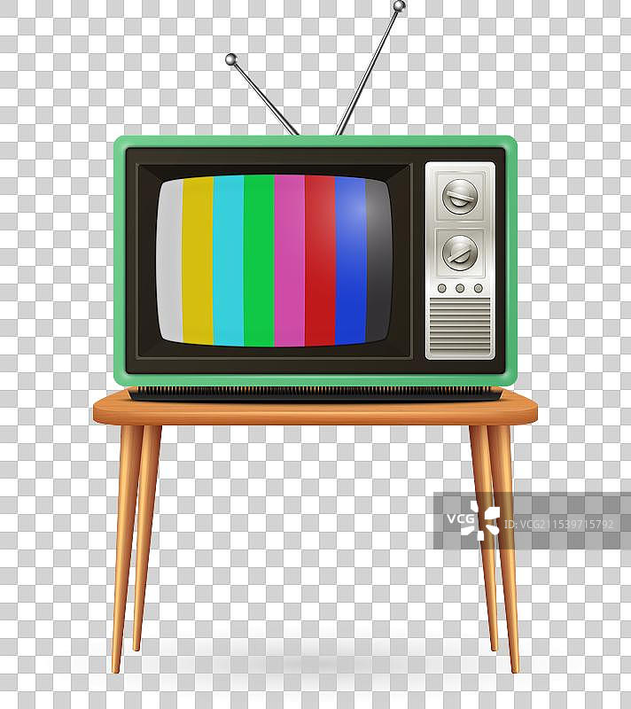 3D 真实复古电视机，孤立在家中图片素材