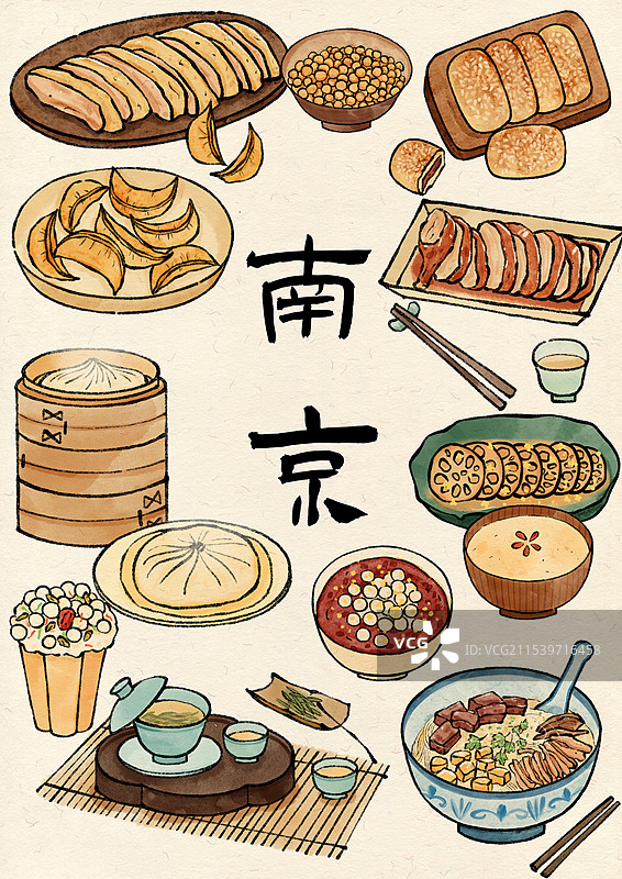 国风南京美食插画图片素材