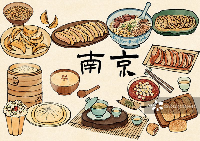 国风南京美食插画图片素材