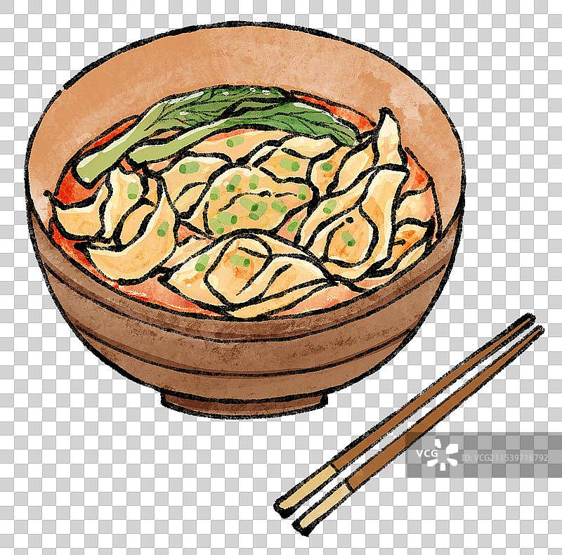 国风重庆美食插画-红油抄手图片素材
