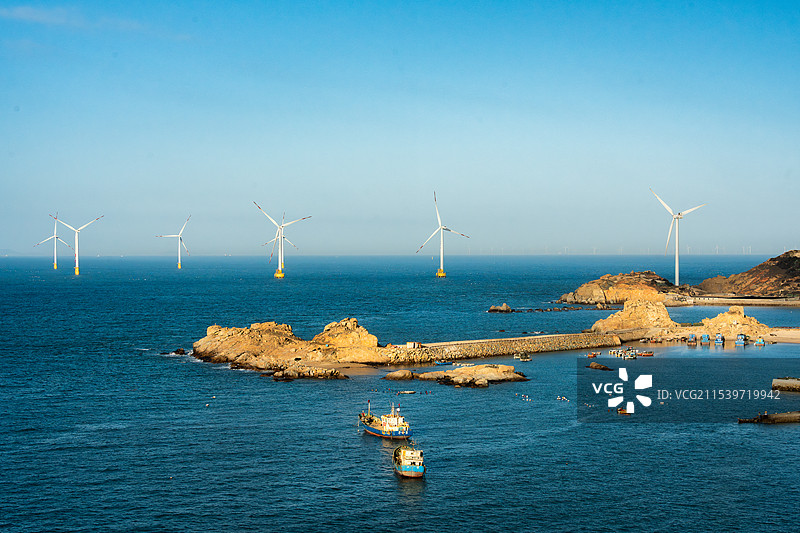 平潭风车海图片素材