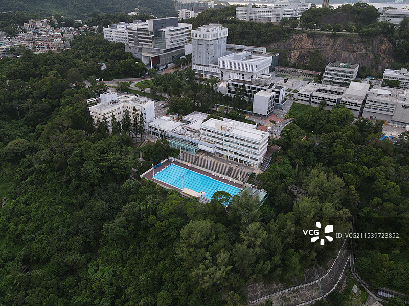 航拍视角下的香港中文大学图片素材