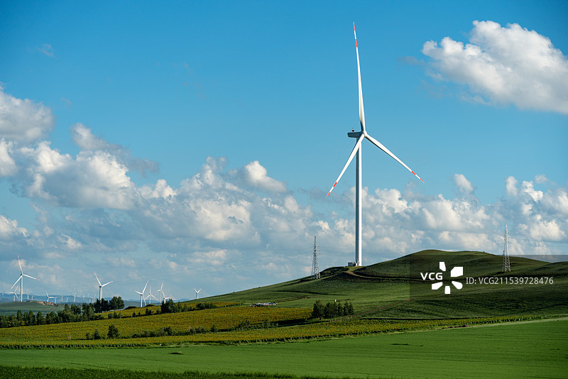 草原上的风力发电站图片素材