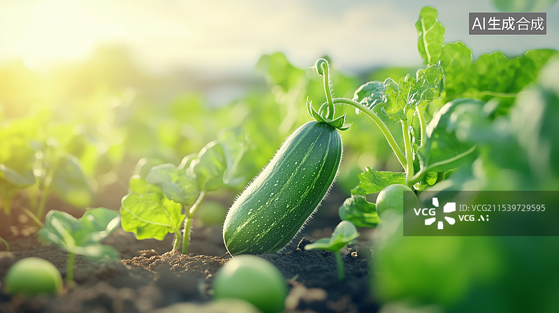 【AI数字艺术】阳光下的绿色蔬菜图片素材