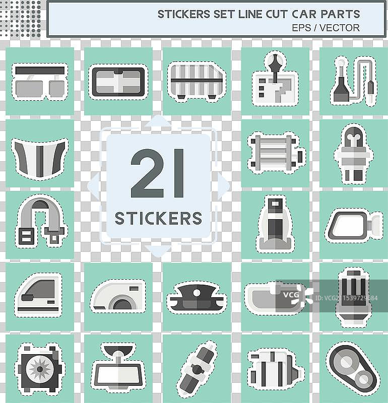 与汽车零件相关的贴纸线切割套件图片素材