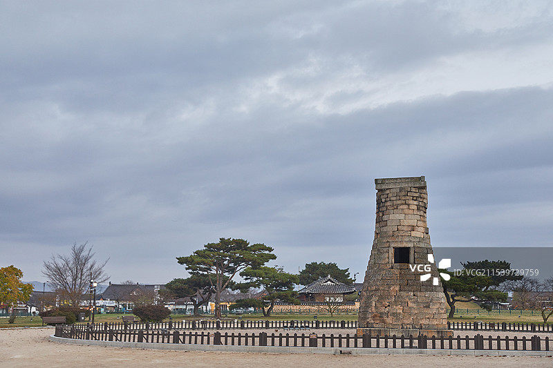 背景，韩国文化遗产，庆州市，瞻星台图片素材