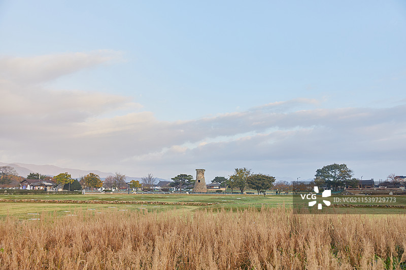 背景，韩国文化遗产，庆州市，瞻星台图片素材