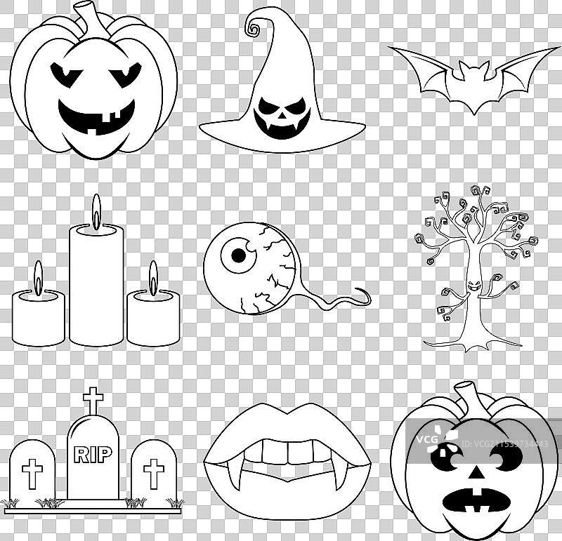 一套用于网页的扁平风格万圣节恐怖图标图片素材