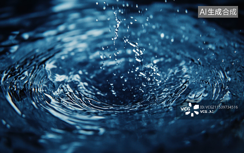 【AI数字艺术】水滴飞溅与波纹图片素材