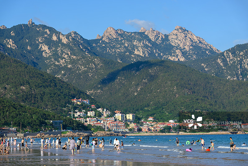 崂山流清河沙滩风光图片素材