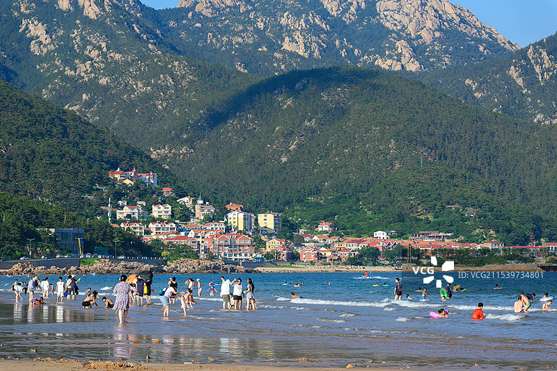 崂山流清河沙滩风光图片素材