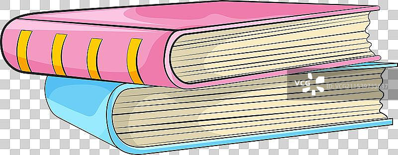 两本封面和页面色彩鲜艳的书叠在一起图片素材