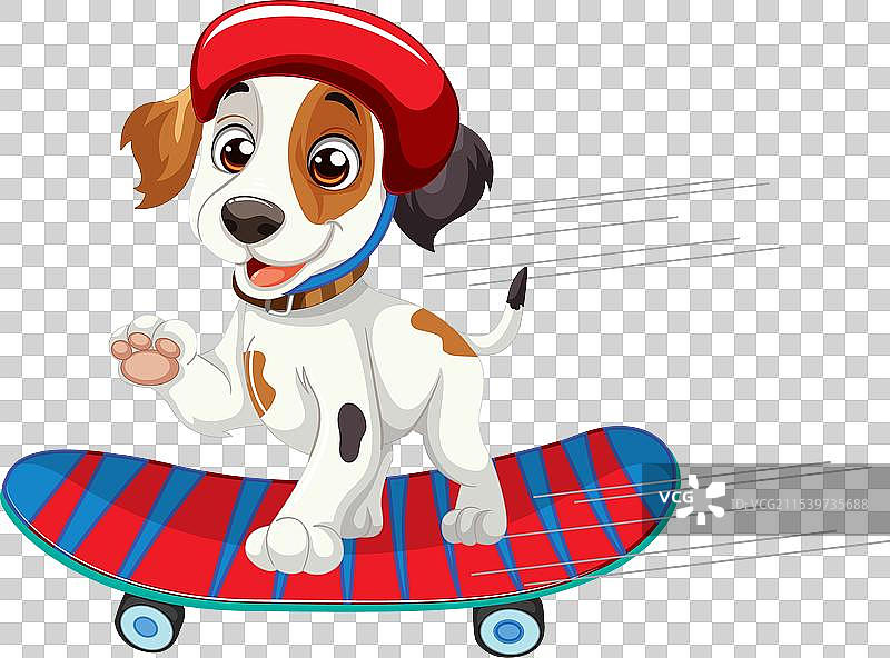 戴着帽子的滑板卡通狗图片素材