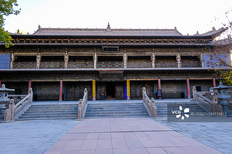 中国甘肃张掖，张掖大佛寺风光，大佛寺古建筑，钟楼，鼓楼，大佛殿，大佛寺的塔图片素材