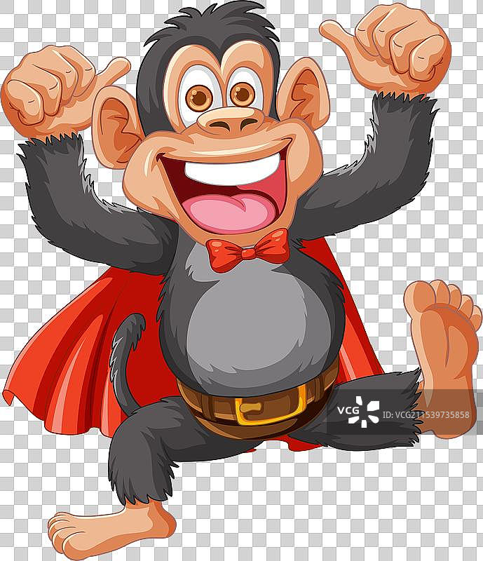 穿着超级英雄服装的卡通猴子微笑着图片素材