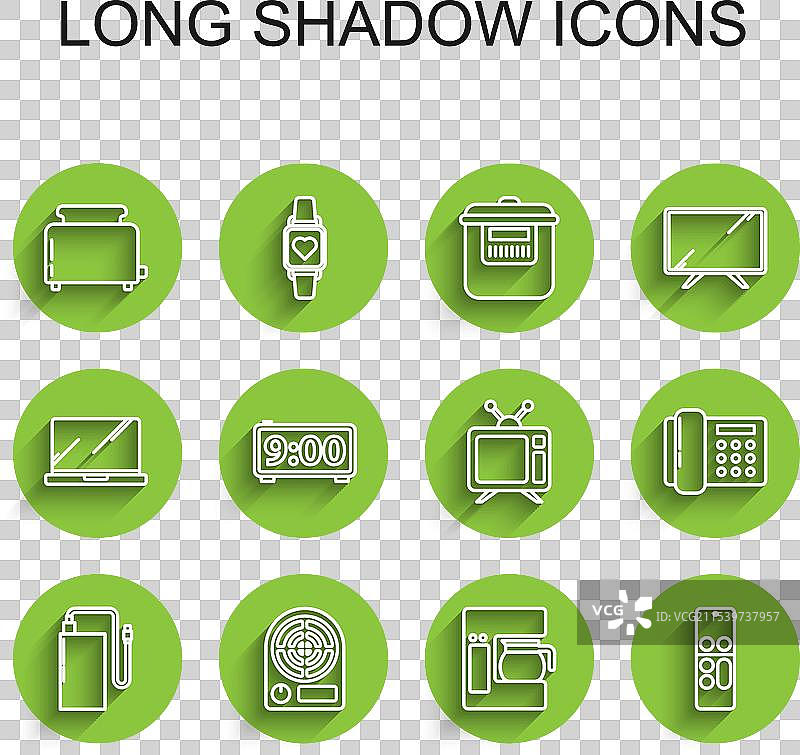 带有不同充电线的线性移动电源图片素材