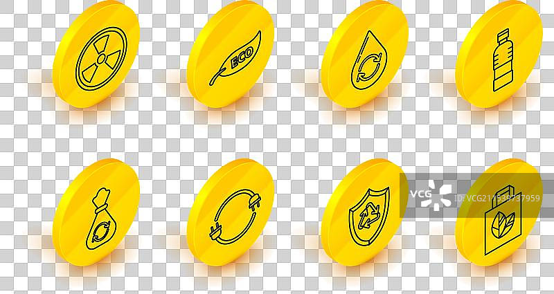 带有回收标志的线条纸购物袋图片素材