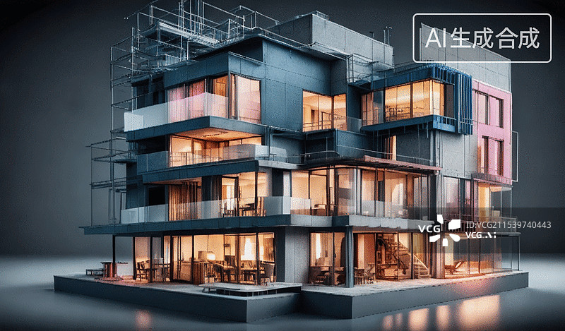 【AI数字艺术】现代建筑施工图片素材