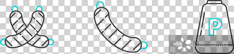 设置线条胡椒交叉香肠和香肠图标图片素材