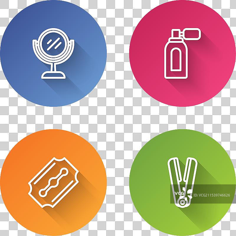 手持镜子、须后水和喷雾器的套装图片素材