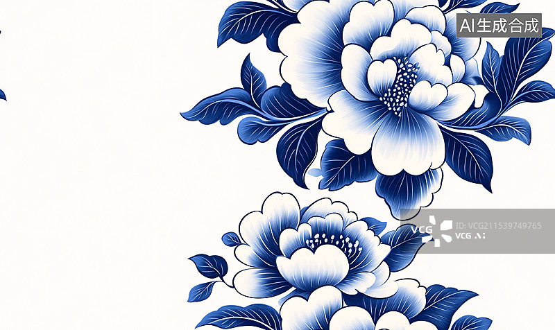 【AI数字艺术】中国风古典花卉纹理艺术装饰插图图片素材