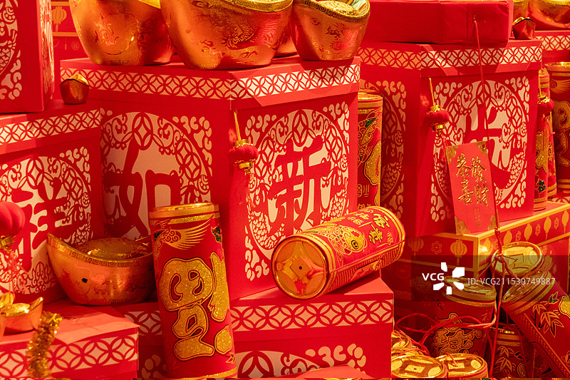 中国新年春节红色装饰喜庆元素节日氛围背景图片素材