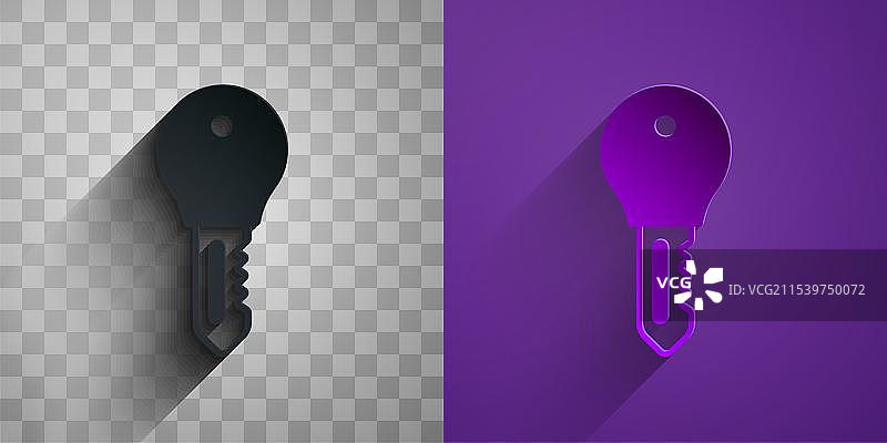 纸剪风格的酒店门锁钥匙图标图片素材