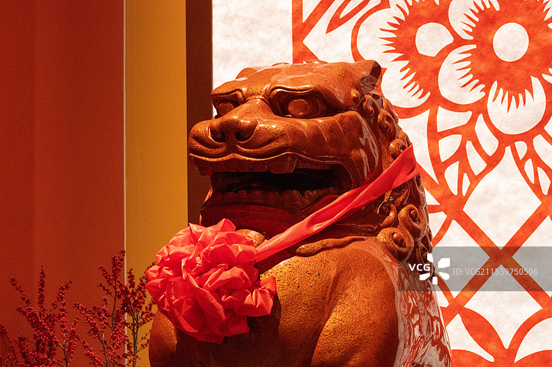 中国传统石狮装饰图片素材