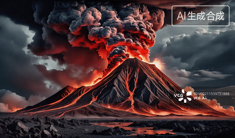 【AI数字艺术】火山爆发图片素材