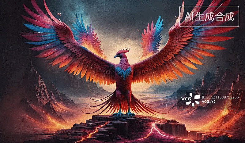 【AI数字艺术】凤凰涅槃图片素材