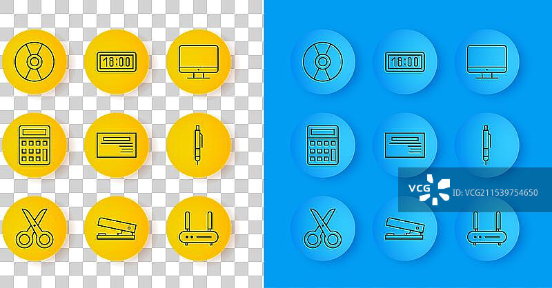 设置线条剪刀计算器名片路由器图片素材