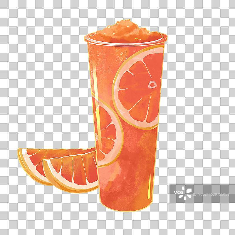 手绘西柚果茶图片素材