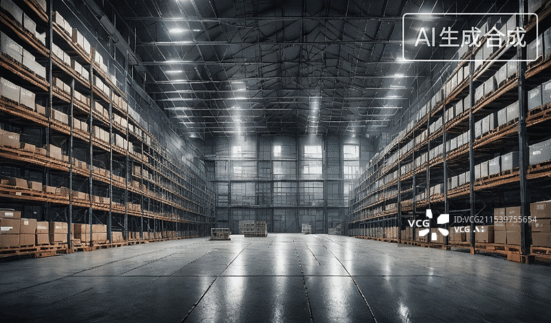 【AI数字艺术】大型仓库内部图片素材