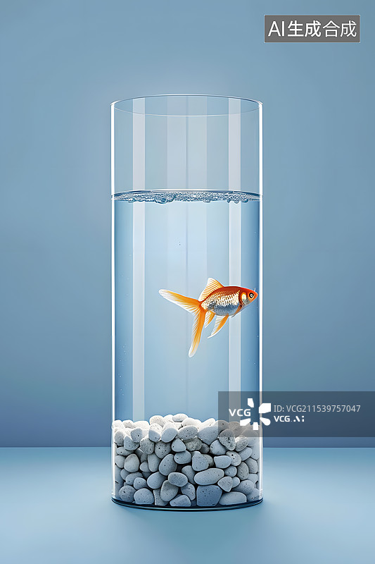 【AI数字艺术】玻璃鱼缸里的金鱼壁纸背景图片素材