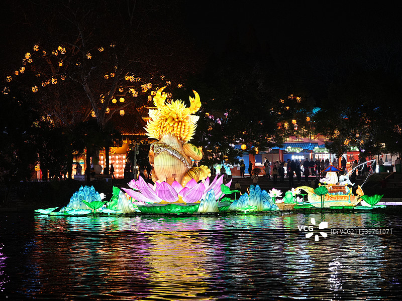 南京 秦淮河 白鹭洲灯会 花灯图片素材