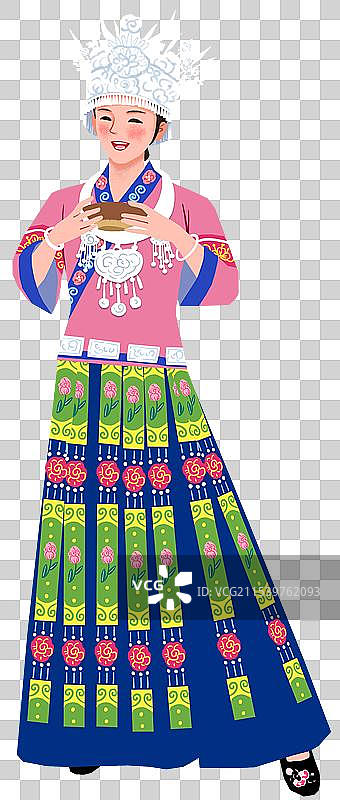 端着酒的苗族女子图片素材